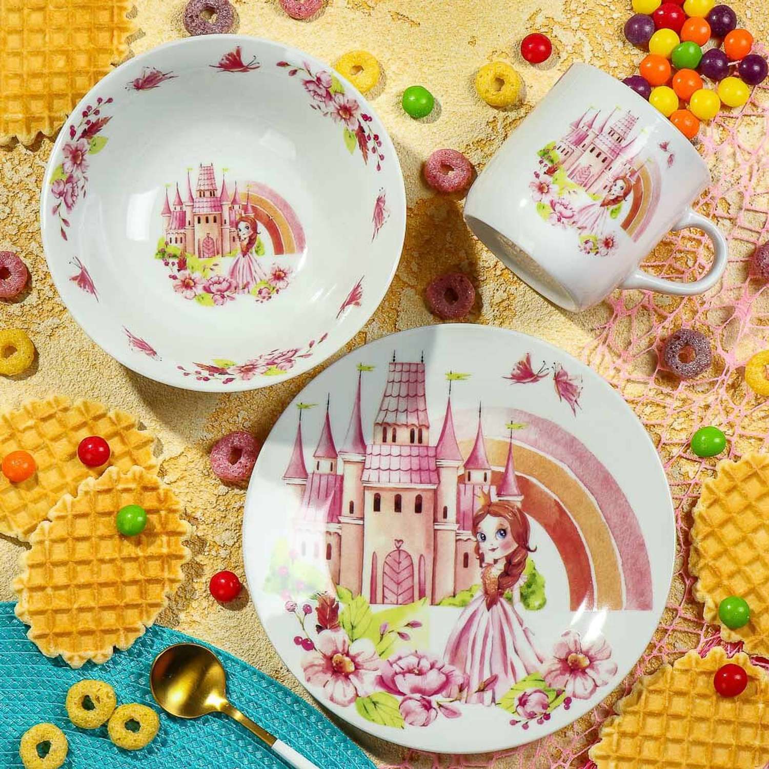 Набор детской посуды Daniks декорированный Замок принцессы 3 предмета керамика - фото 2