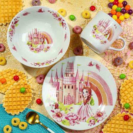 Набор детской посуды Daniks декорированный Замок принцессы 3 предмета керамика