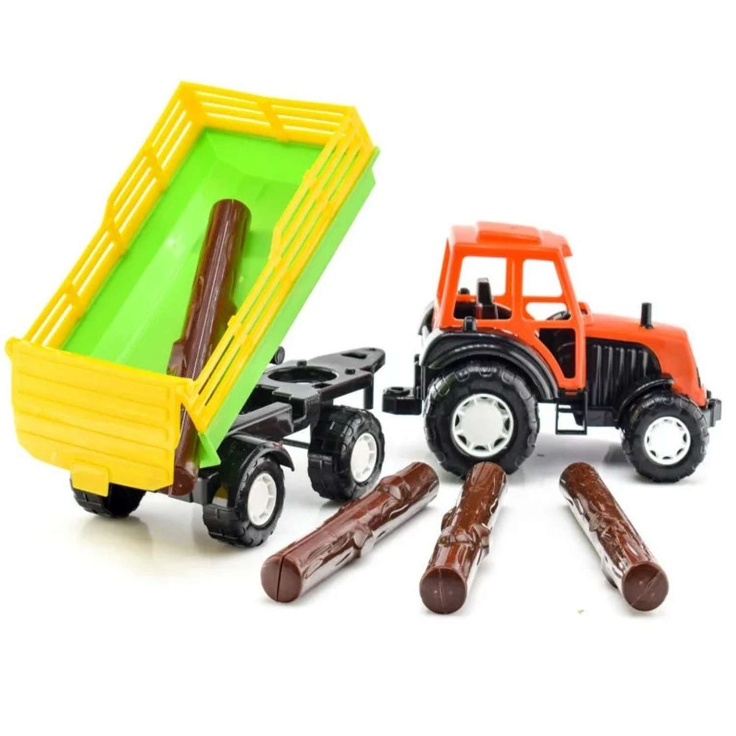 Трактор с прицепом и дровами TOY MIX сельхозтехника размер 42 см BTG-063 - фото 2