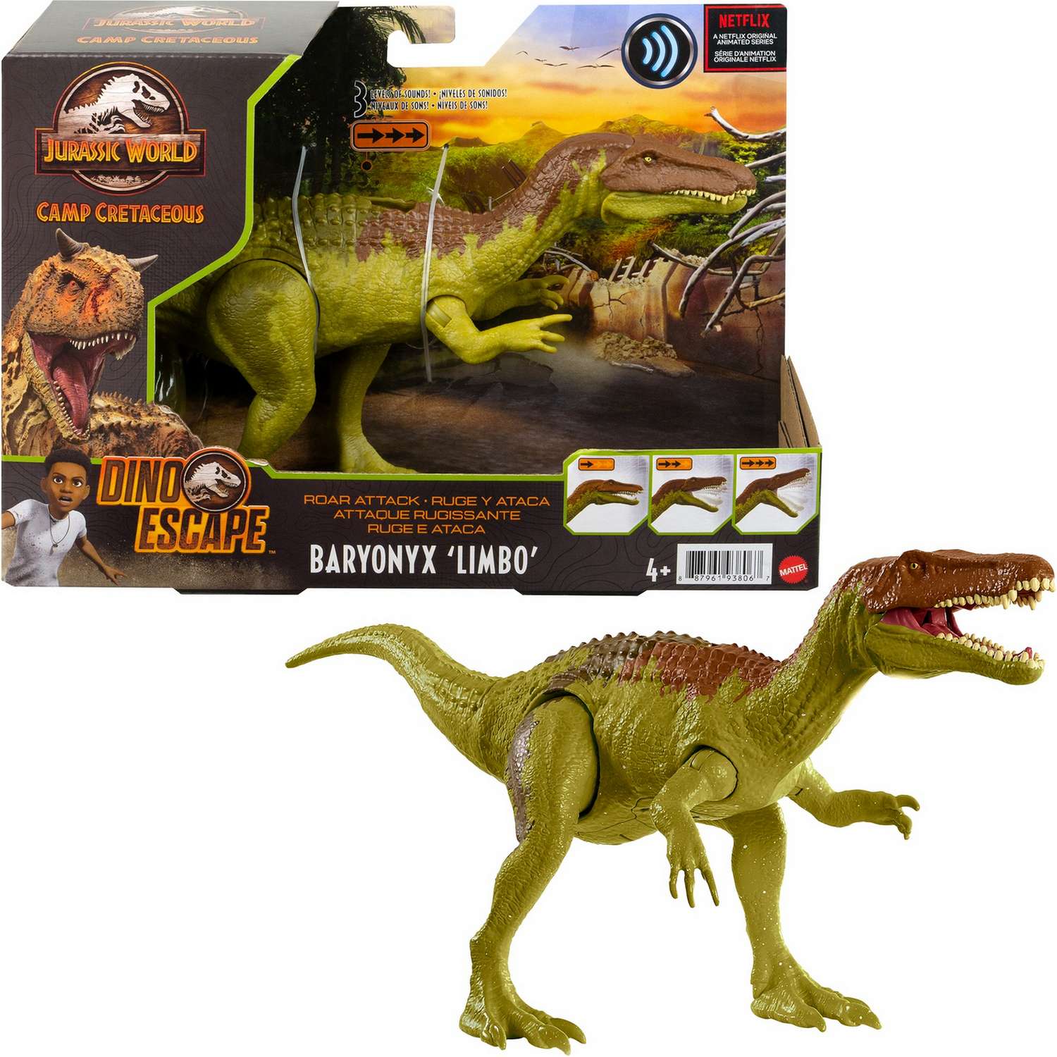 Фигурка Jurassic World Рычащий динозавр Барионикс Лимб GWD12 - фото 7