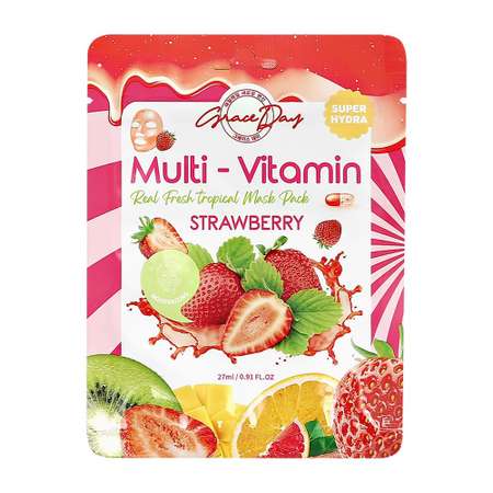 Маска тканевая Grace day Multi-vitamin с экстрактом клубники увлажняющая 27 мл