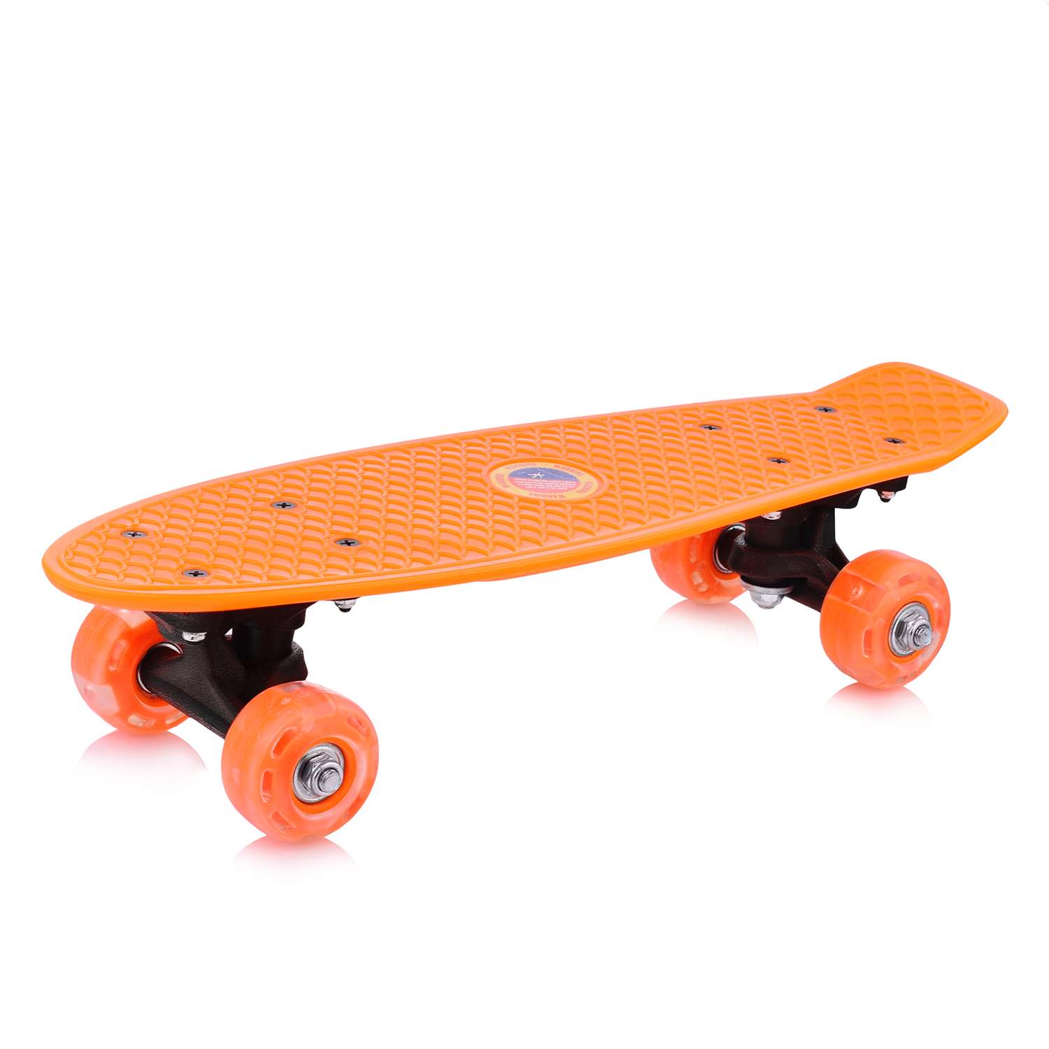 Скейтборд ROCKET детский оранжевый 42 см колеса PVC светятся - фото 1