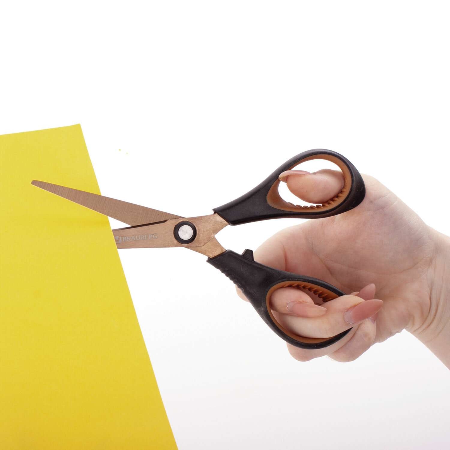 Ножницы Brauberg универсальные для бумаги и картона 2-х сторонняя заточка - фото 4
