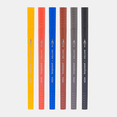 Набор капиллярных ручек BRUYNZEEL Creatives Амстердам толщина линии 0.4мм кисть 6 цветов в картонной упаковке