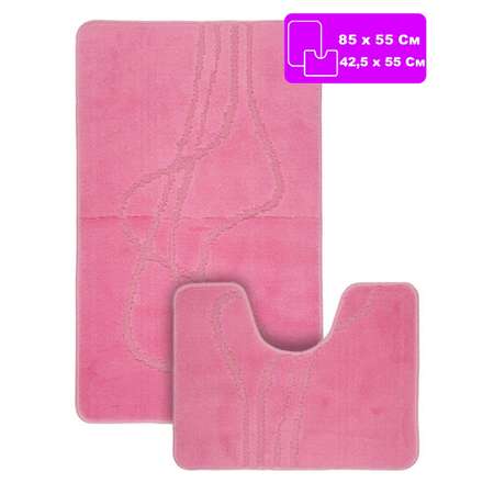 Коврики для ванной и туалета Vonaldi 55х85 см 55х42 см противоскользящие розовая фуксия