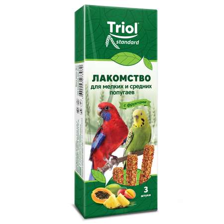 Лакомство для попугаев Triol 80г Standard мелких и средних с фруктами 3шт