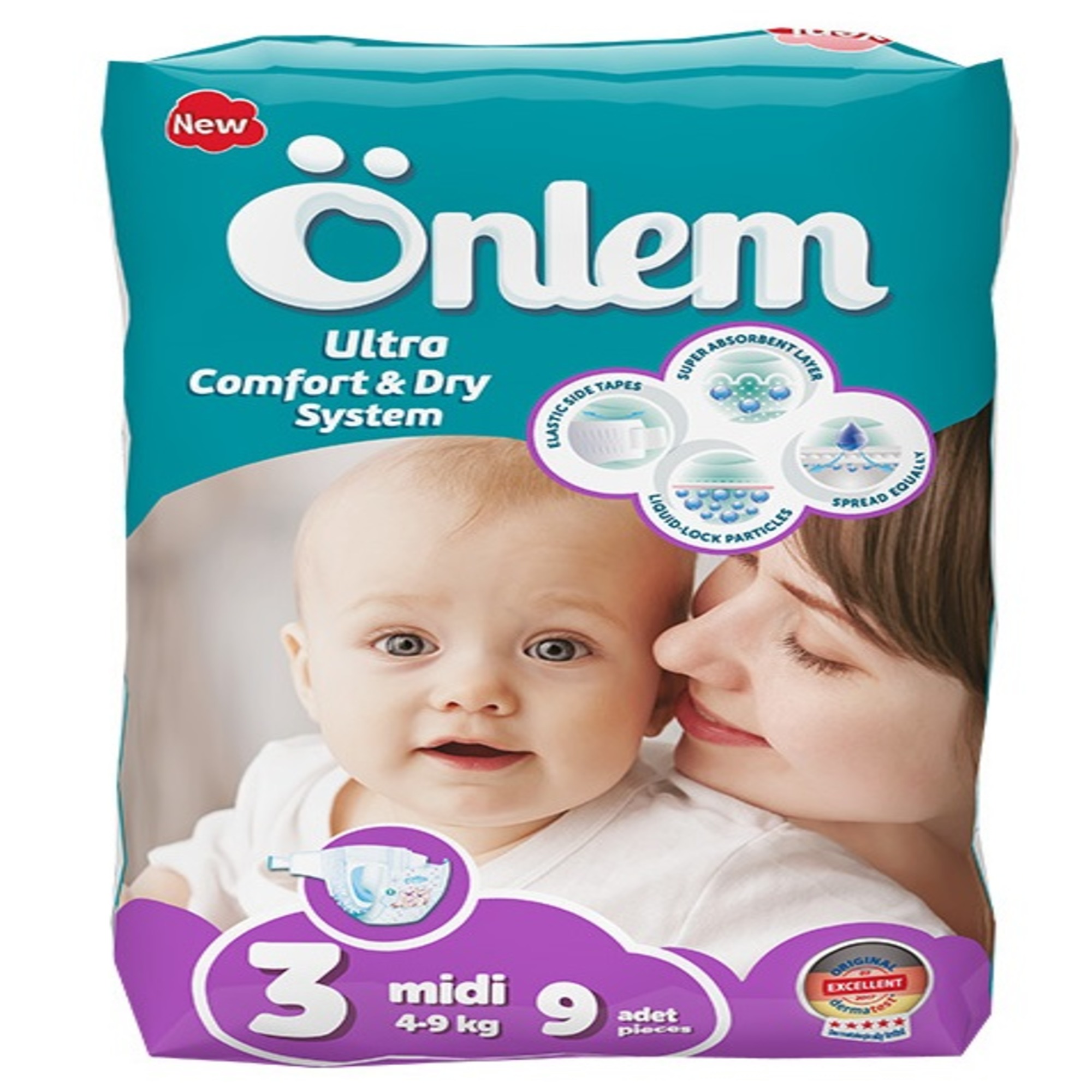 Подгузники Onlem Ultra Comfort Dry System для детей 3 4-9 кг 9 шт - фото 1