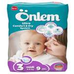 Подгузники Onlem Ultra Comfort Dry System для детей 3 4-9 кг 9 шт