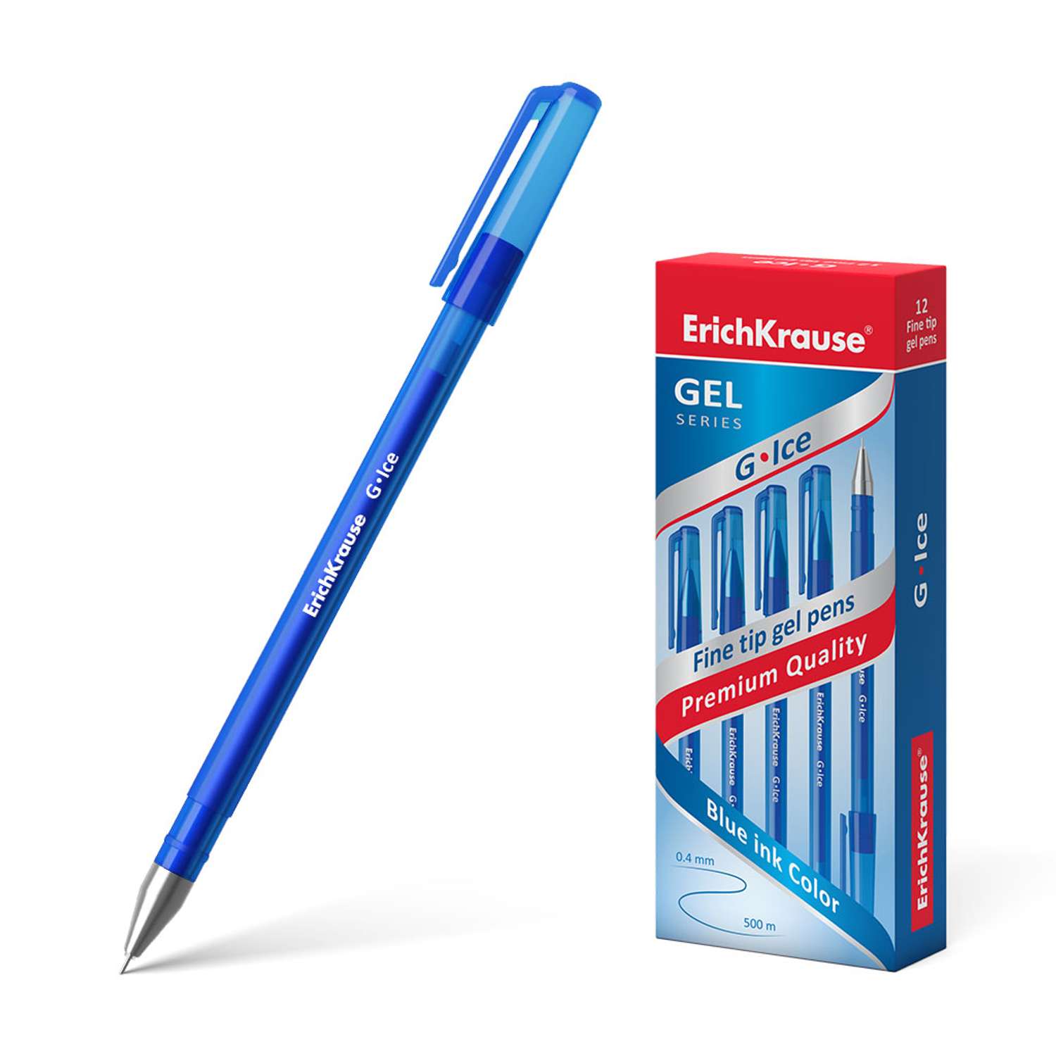 Ручка гелевая ErichKrause G Ice синий 12 шт - фото 1