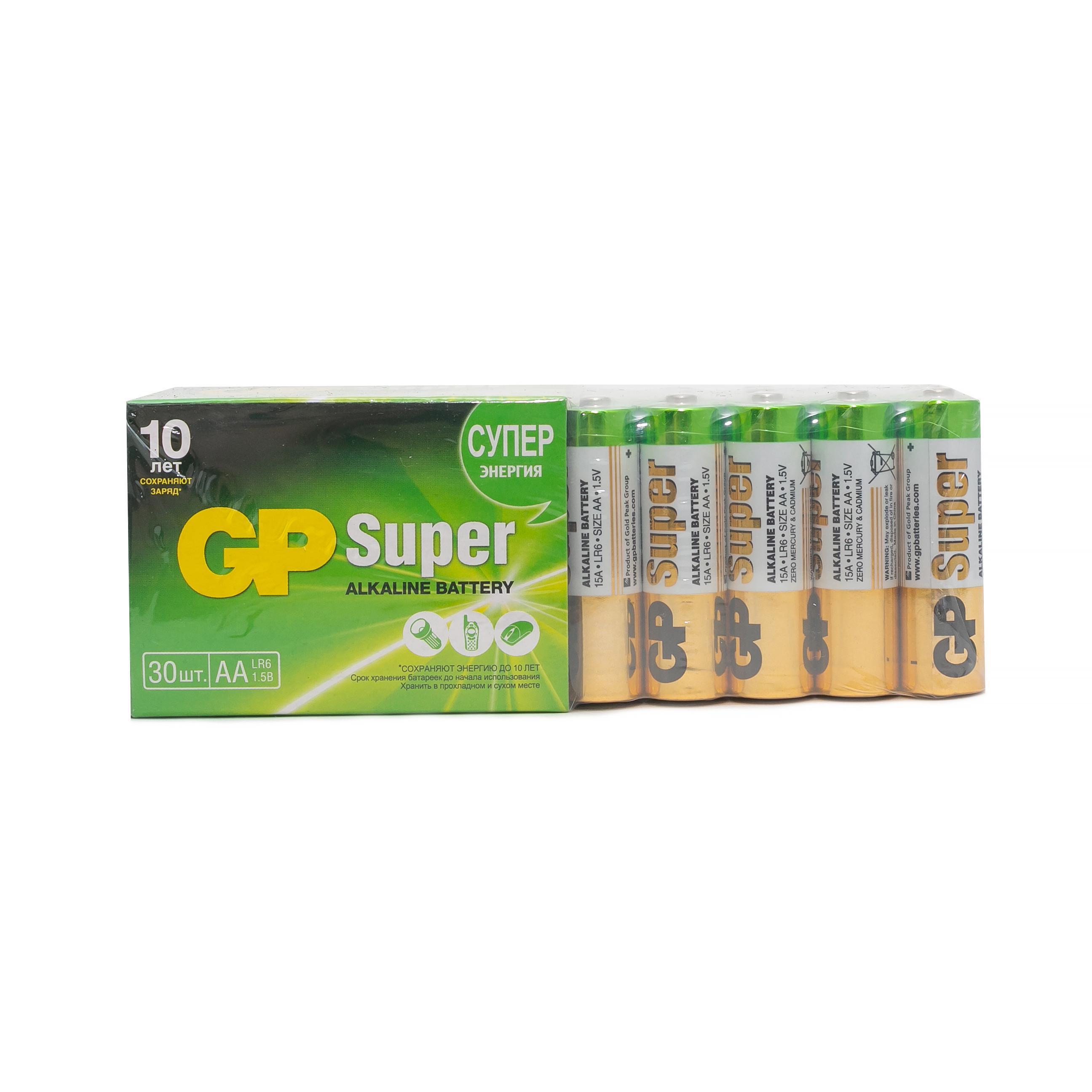 Набор батареек GP Super Alkaline AA LR6 30 шт. 15A-B30 - фото 7