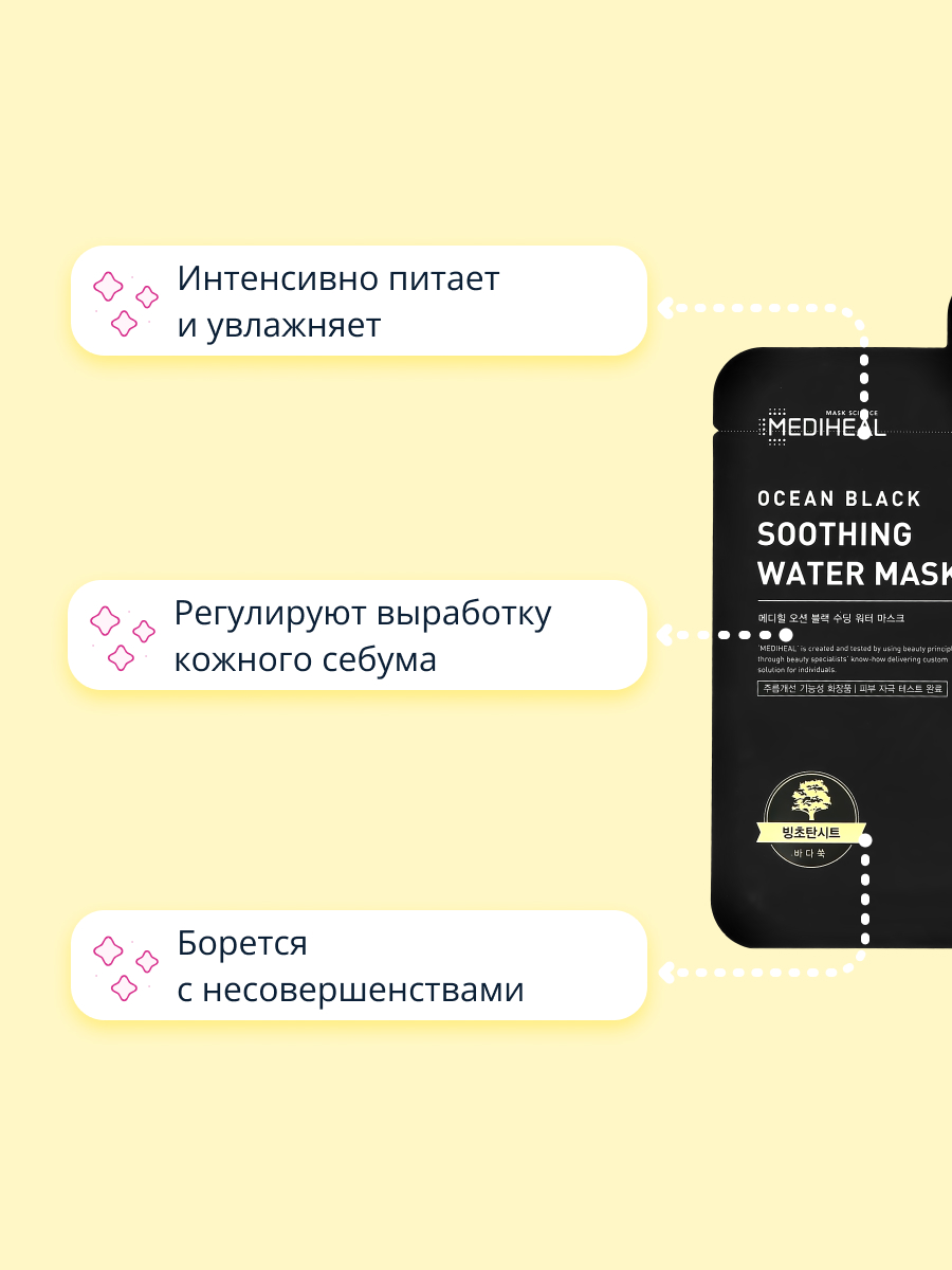 Маска тканевая Mediheal c древесным углем и экстрактом центеллы азиатской успокаивающая 25 мл - фото 3