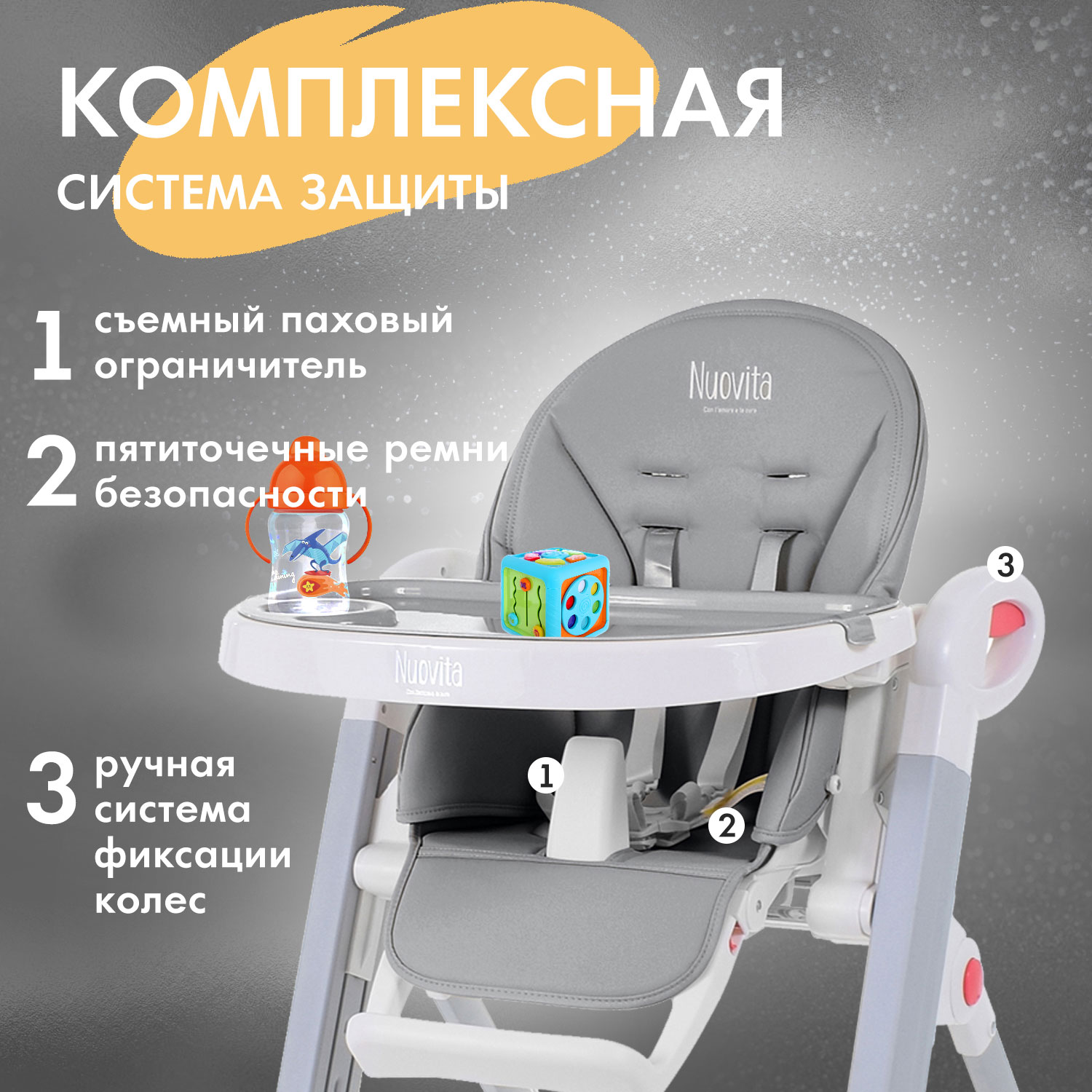 Стульчик для кормления Nuovita Futuro Bianco Grigio - фото 4