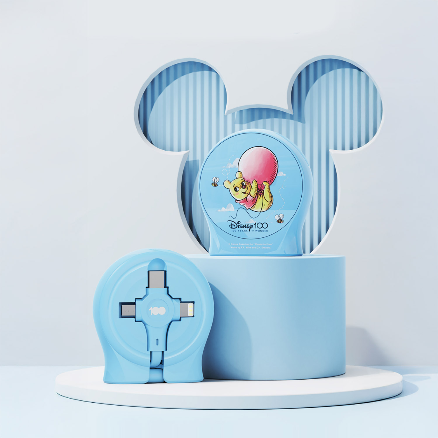 Зарядный кабель Disney выдвижной Винни-Пух USB - Type-C, Micro USB, Lightning QS-C01 - фото 9