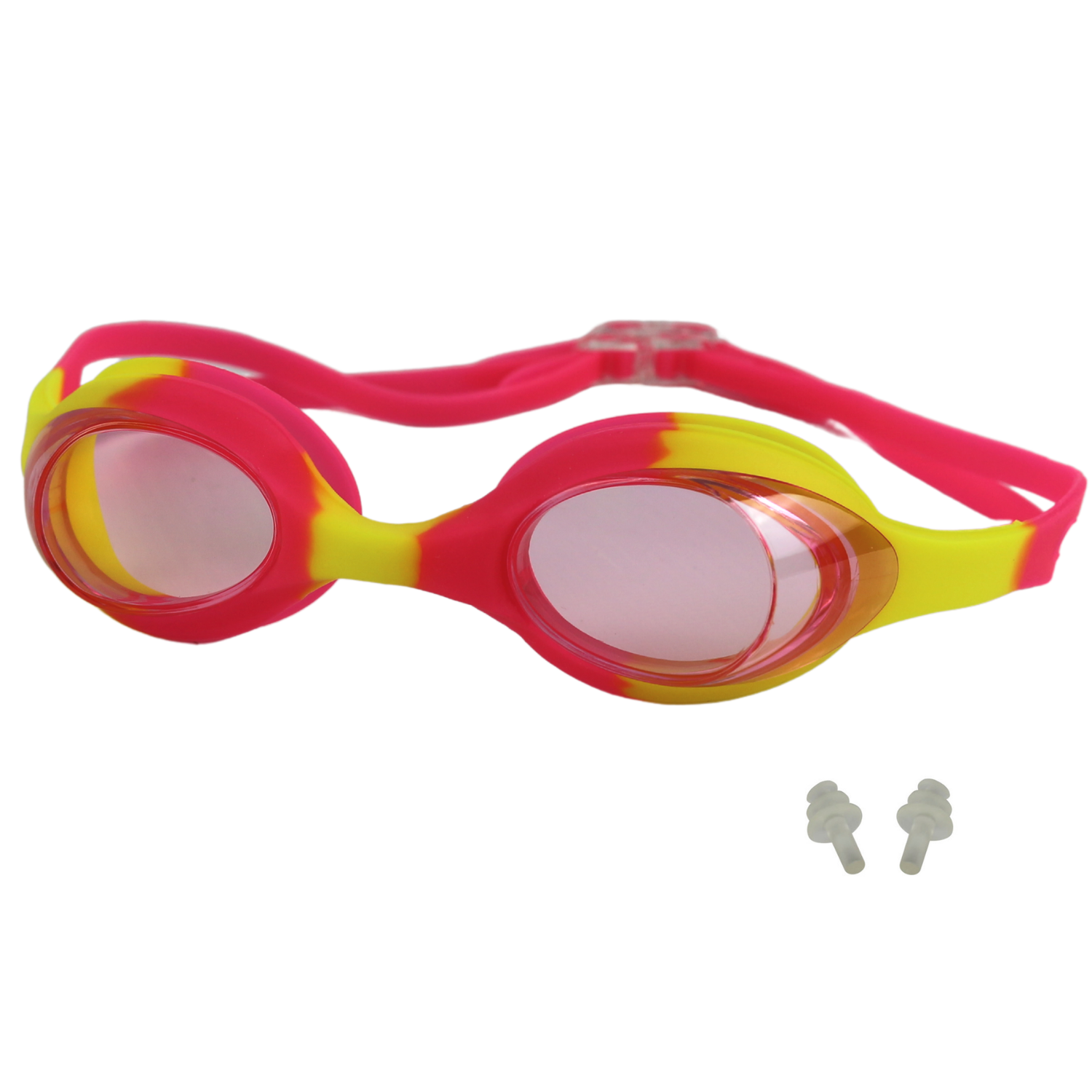 Очки для плавания Elous YG-1300 розово-желтый - фото 1