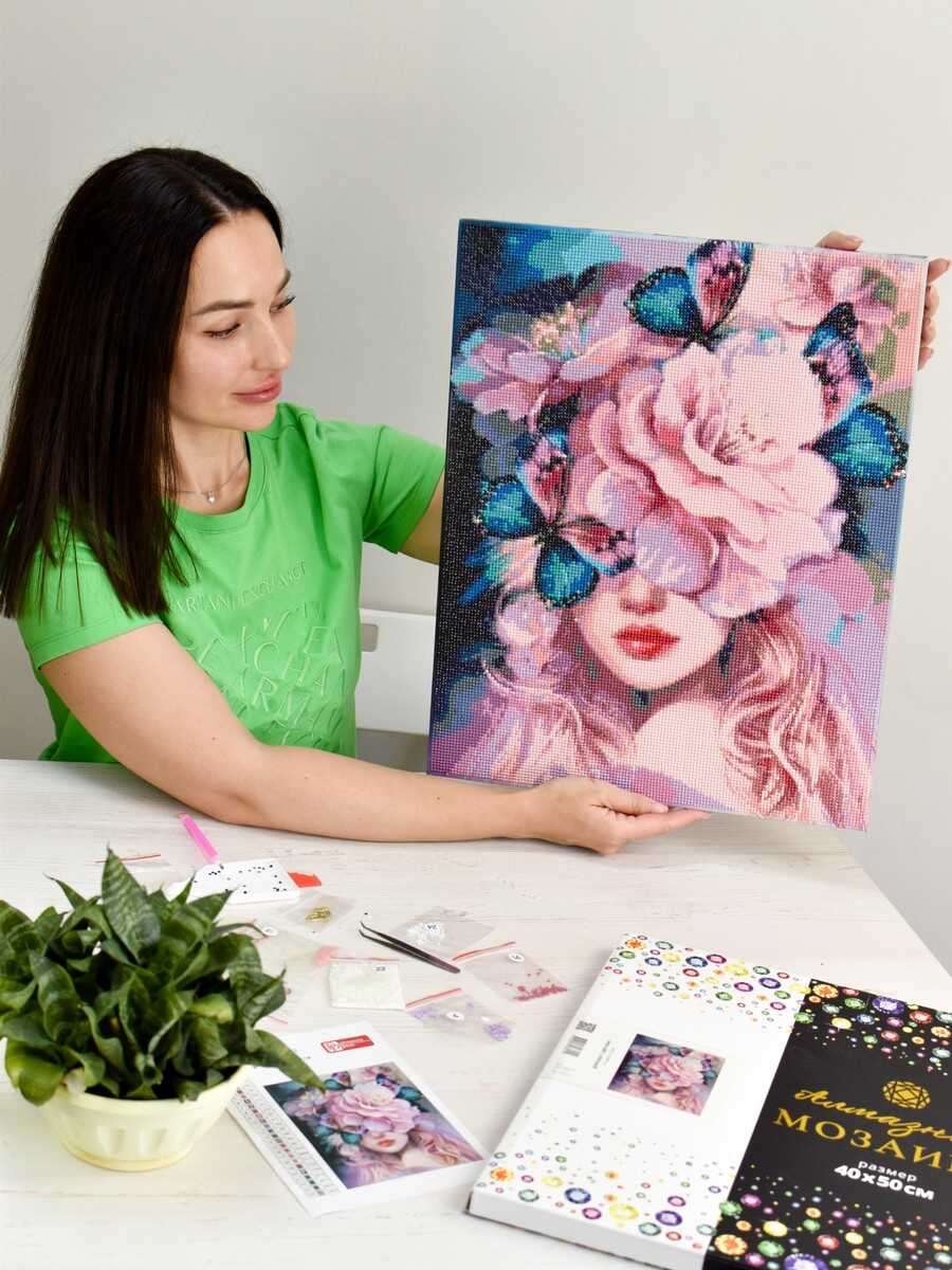Алмазная мозаика 40*50 см ФЕНИКС+ Девушка с цветами - фото 1