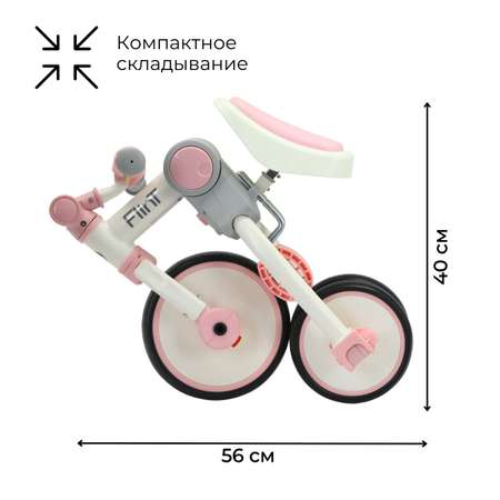 Беговел-велосипед 4в1 с ручкой Bubago Flint бело-розовый