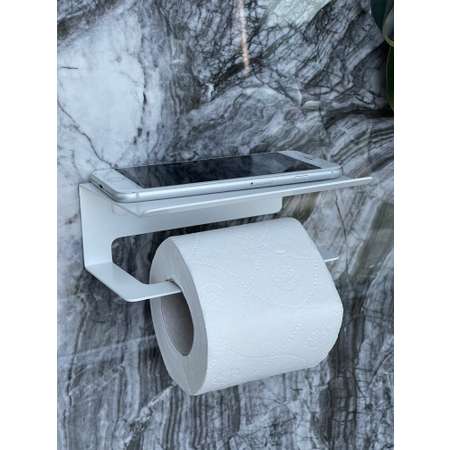 Держатель туалетной бумаги Зонт Мастерская Уюта белый с полочкой