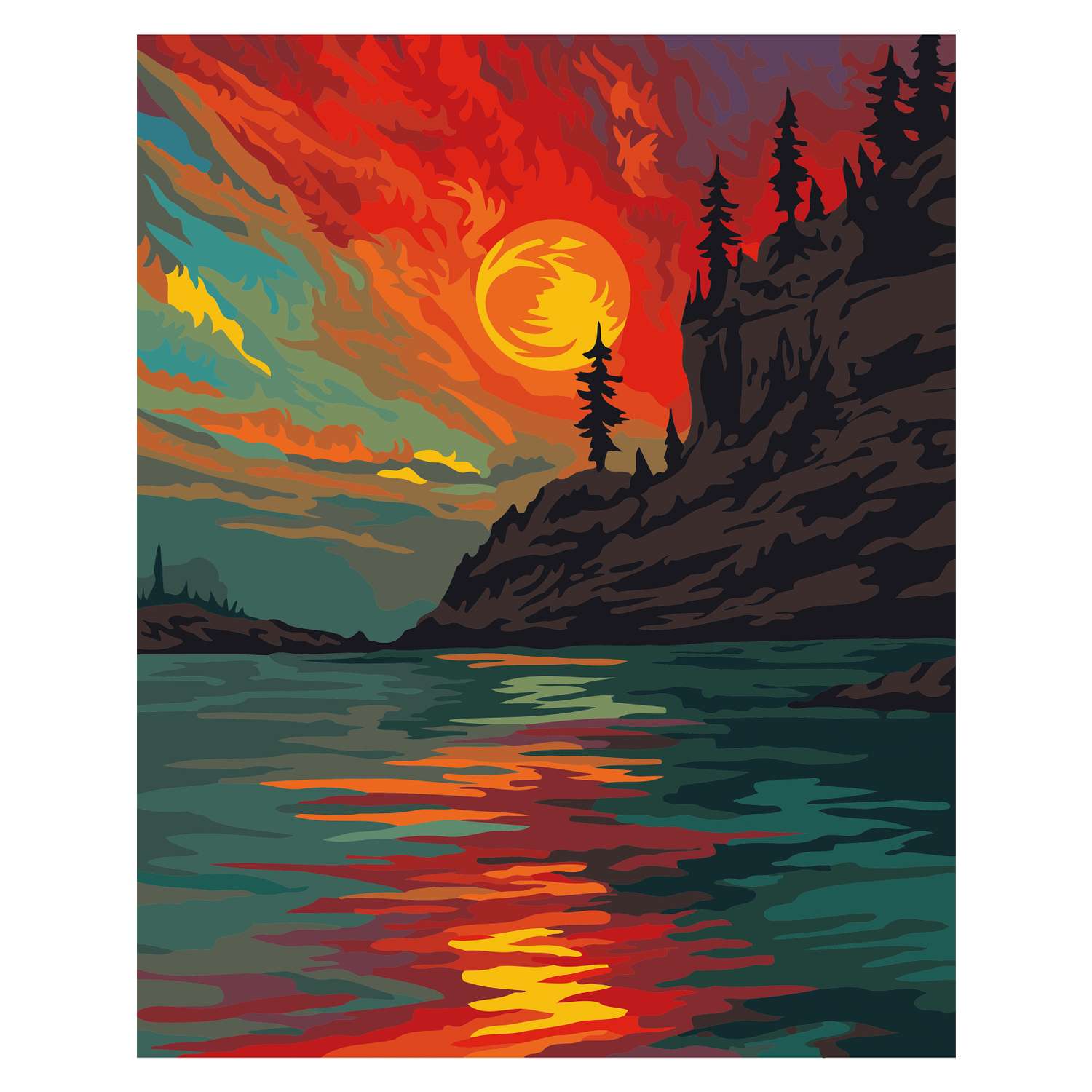 Картина по номерам Hobby Paint холст на деревянном подрамнике 40х50 см Пламенный закат - фото 2