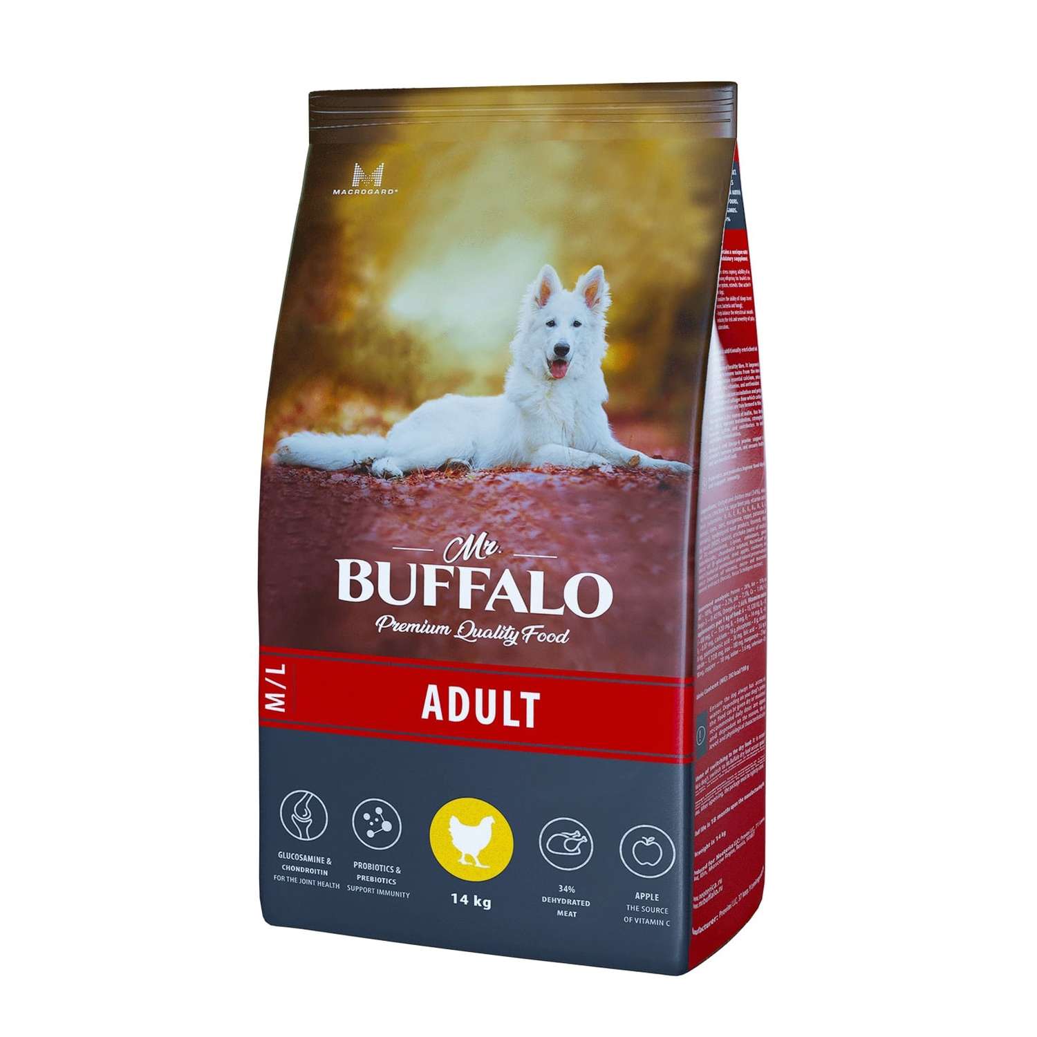 Корм для взрослых собак Mr.Buffalo Adult средних и крупных пород с курицей сухой 14кг - фото 1
