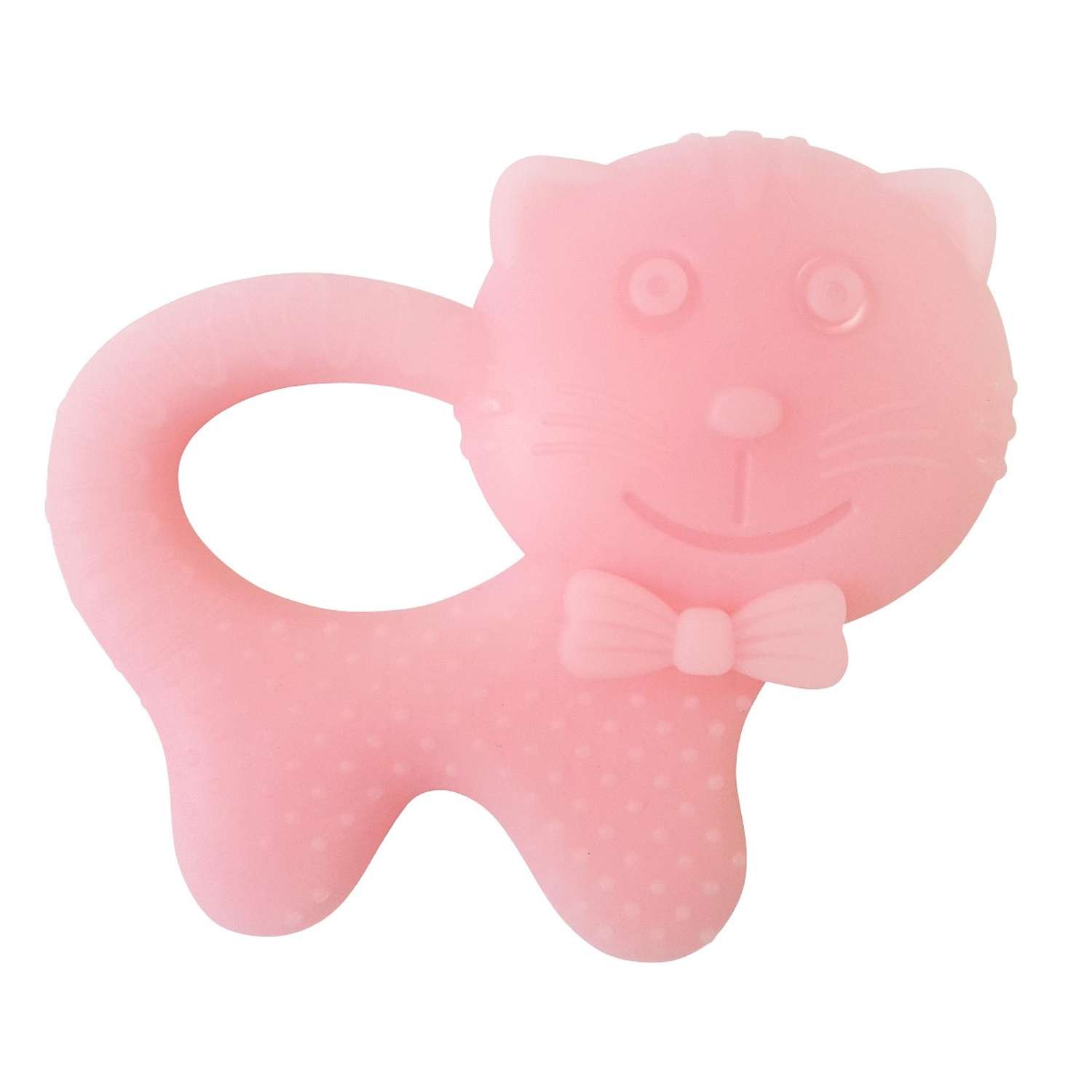 Прорезыватель Uviton из пищевого силикона Арт. 0201 котик розовый - фото 1