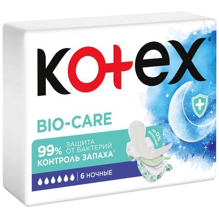 Прокладки KOTEX Bio-care ночные 6шт