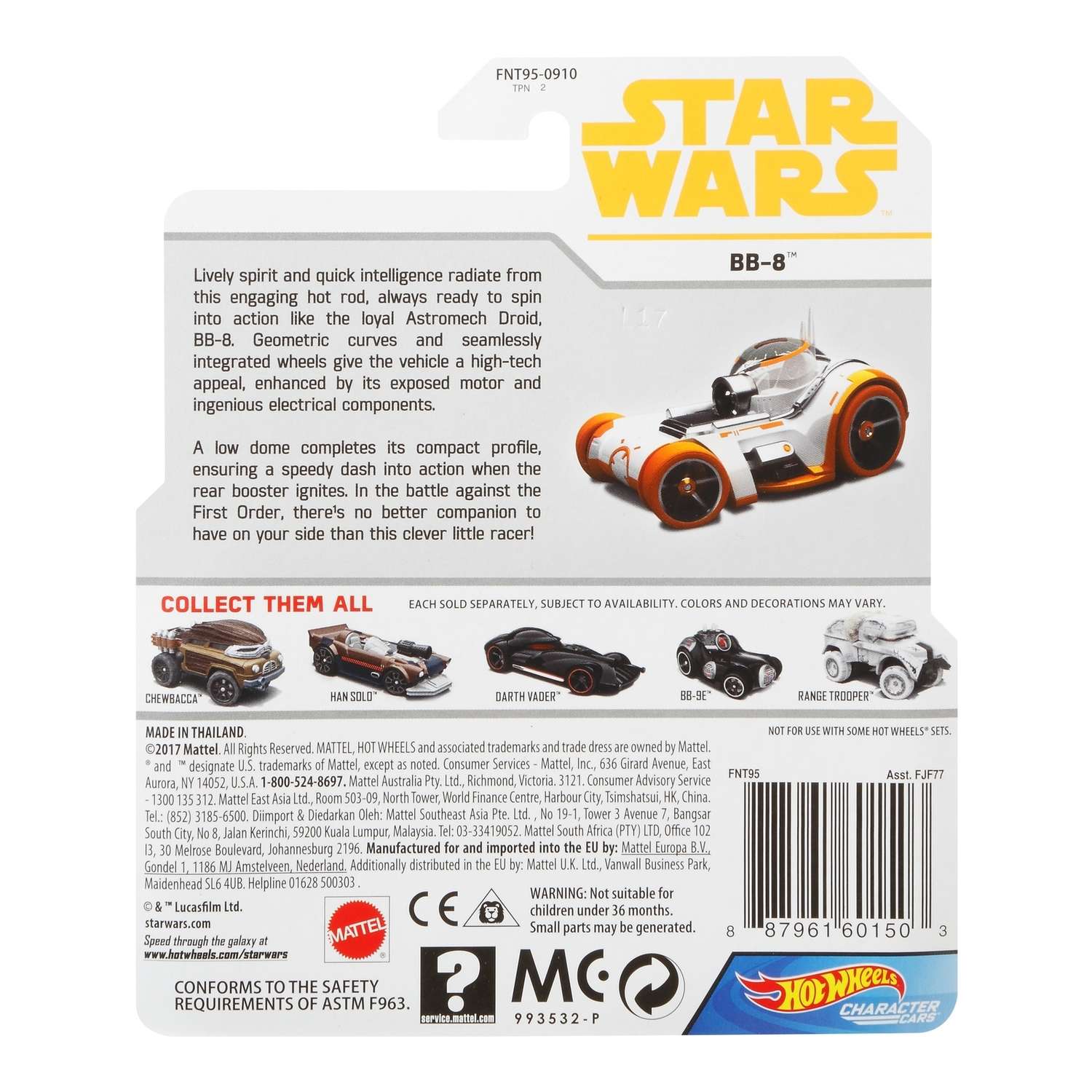 Машинка Hot Wheels Star Wars ВВ-8 FNT95 FJF77 - фото 3