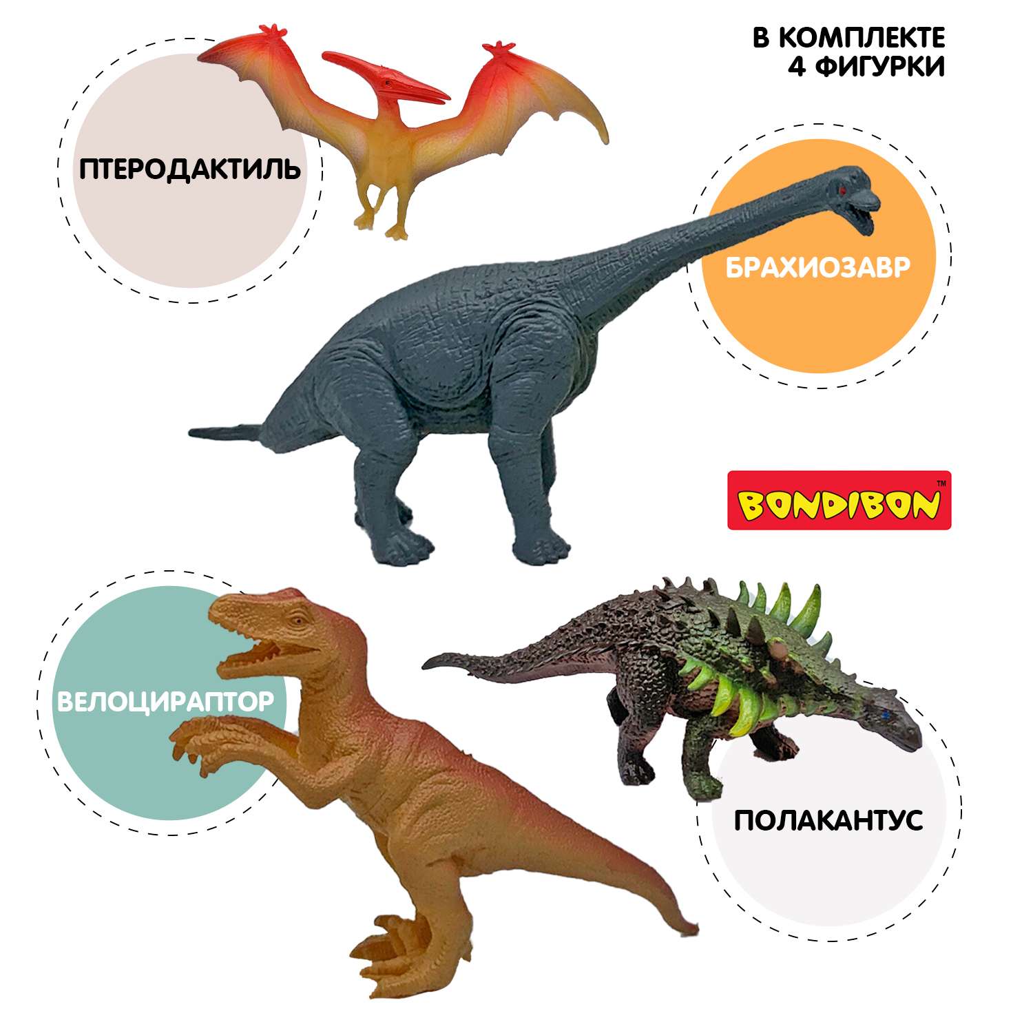Набор животных Bondibon Динозавры Юрского периода 4шт ВВ5534 - фото 3
