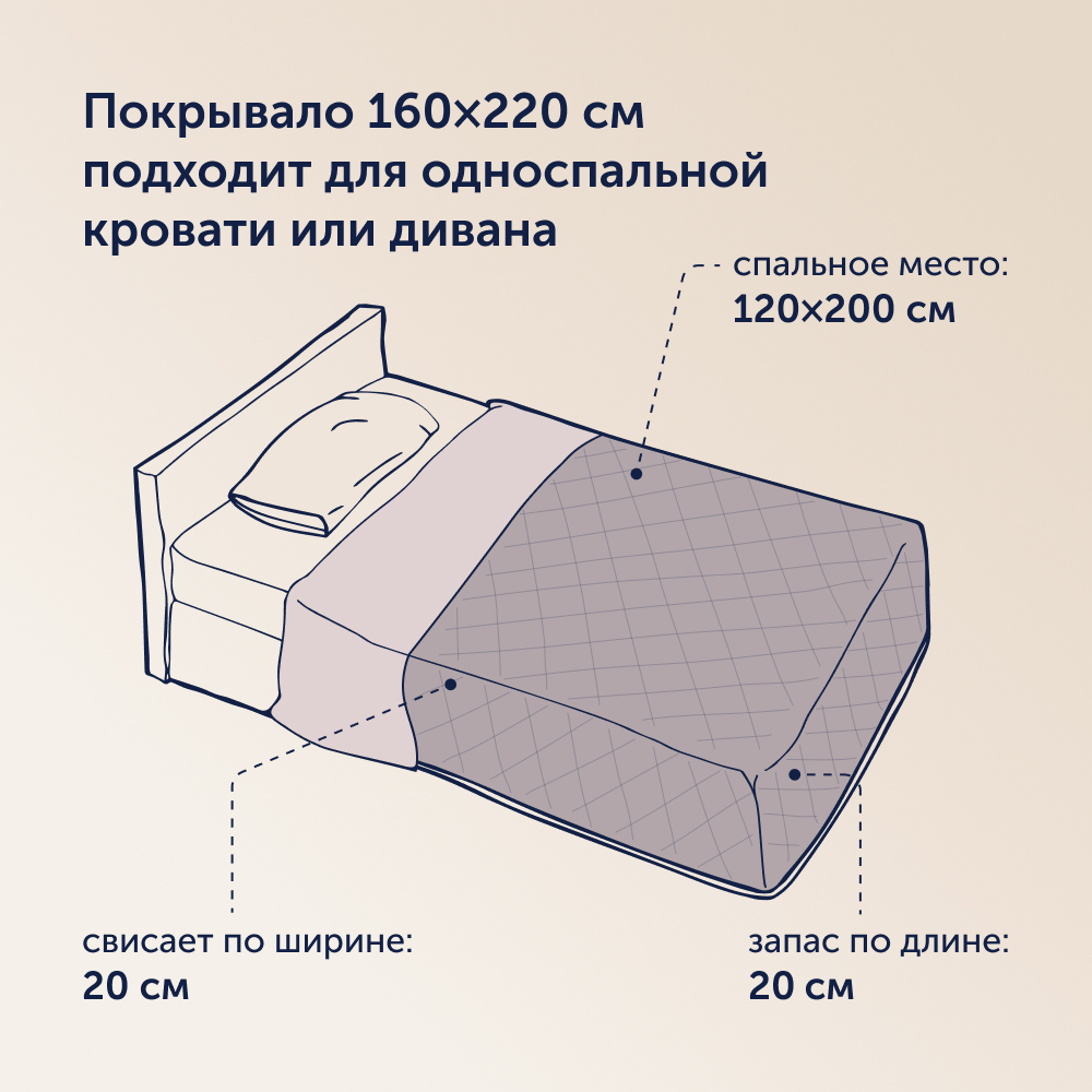 Комплект покрывало+наволочка buyson BuyColor Песок/Роза 160x220/45x45см - фото 7