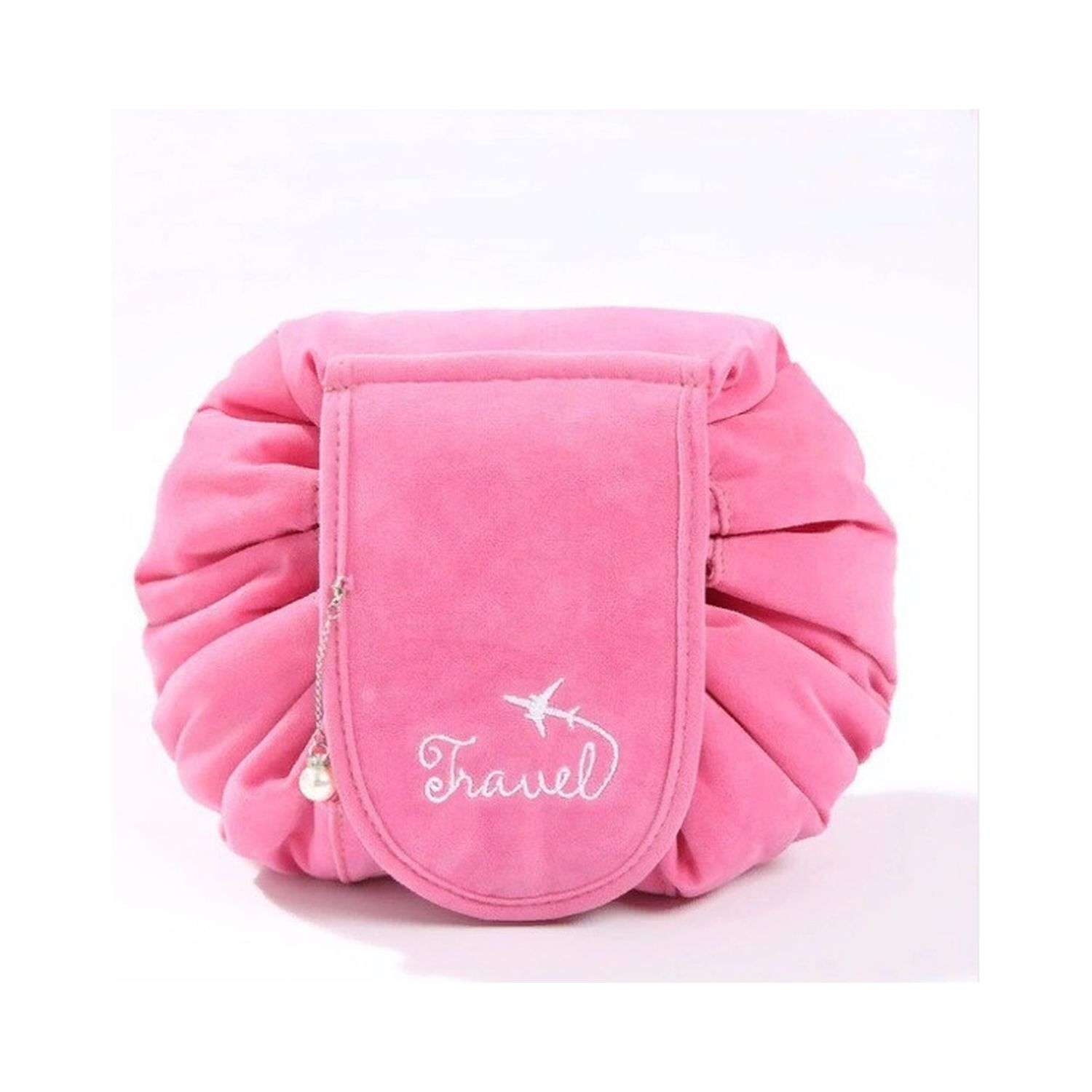 Косметичка-мешок на липучке Seichi бархатная темно-розовая - фото 1