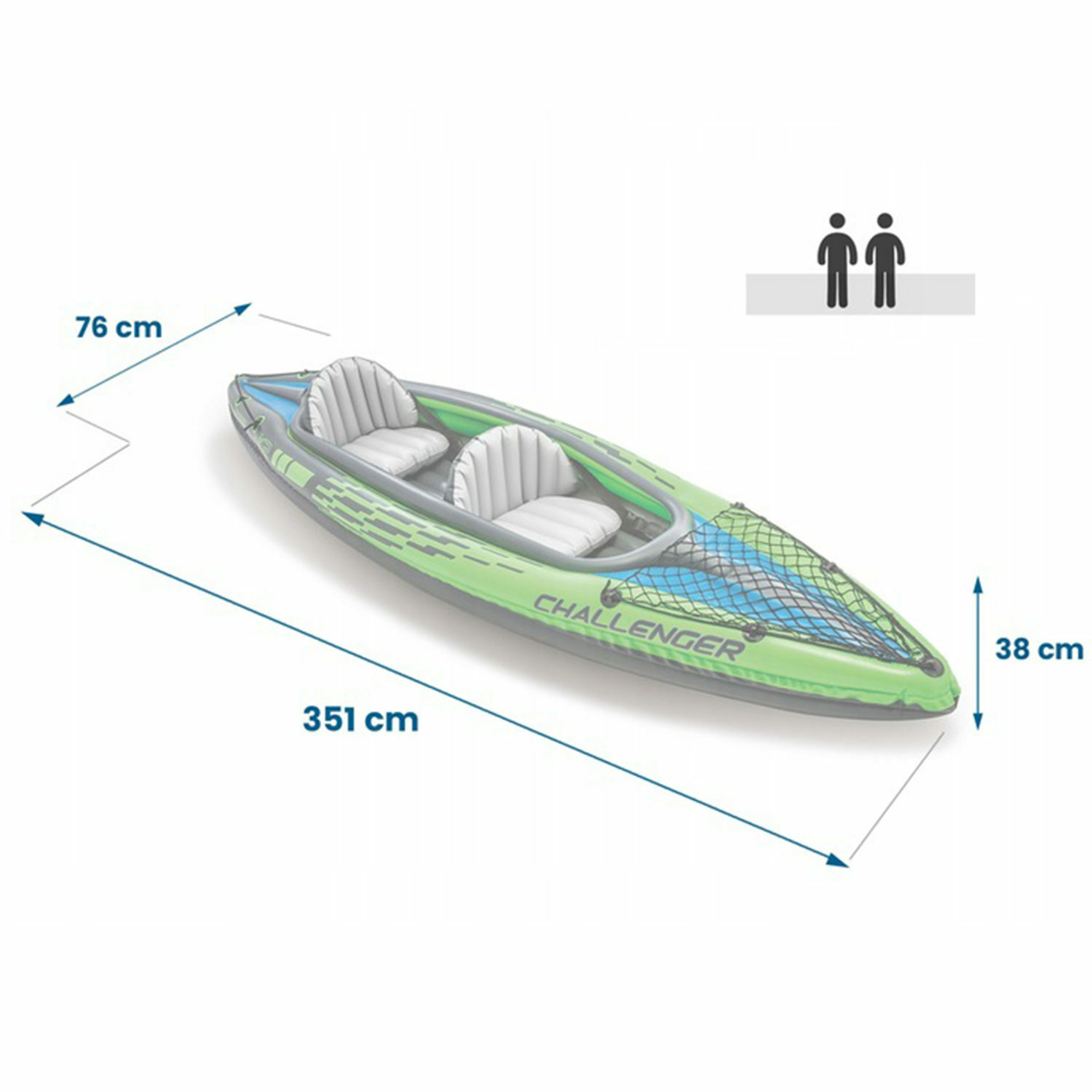 Надувная байдарка Intex Челленджер К2 с веслами и ручным насосом 351х76х38 см - фото 2