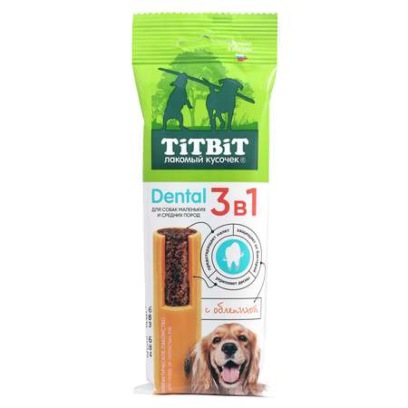 Лакомство для собак Titbit 110г мелких и средних пород Дентал 3в1 с облепихой