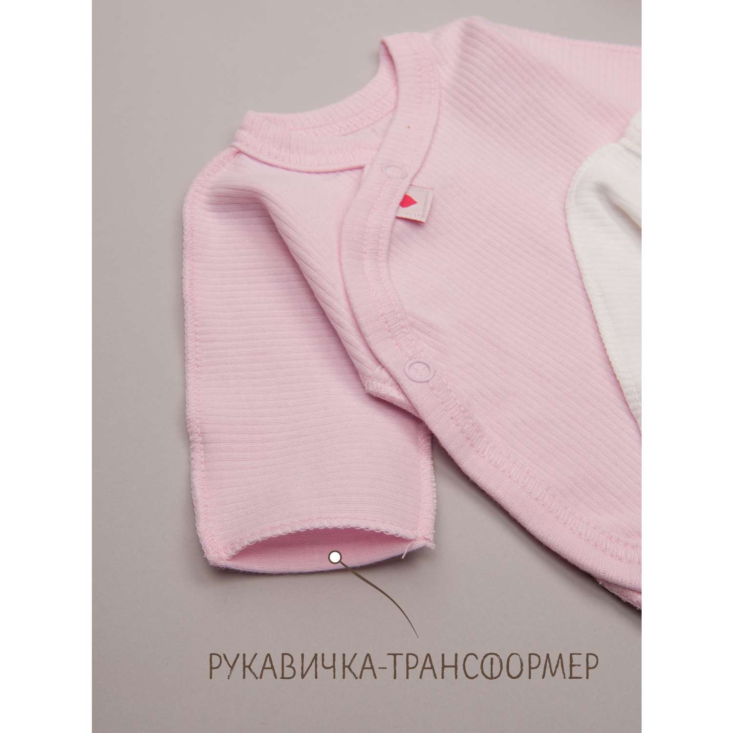 Боди и шапочка ТРИЯ М3102-2шт_036 интерлок розовый рубчик - фото 2