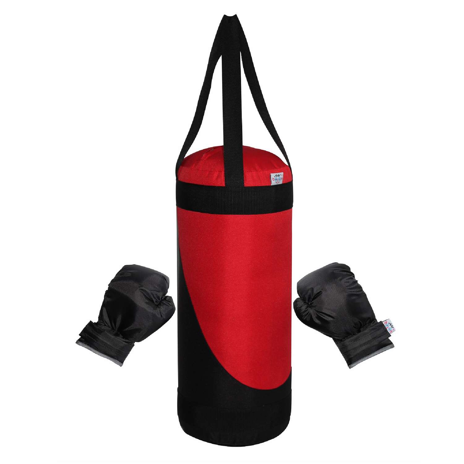 Детский набор для бокса Belon familia груша 50см х 20см с перчатками волна цвет красный и чёрный - фото 1