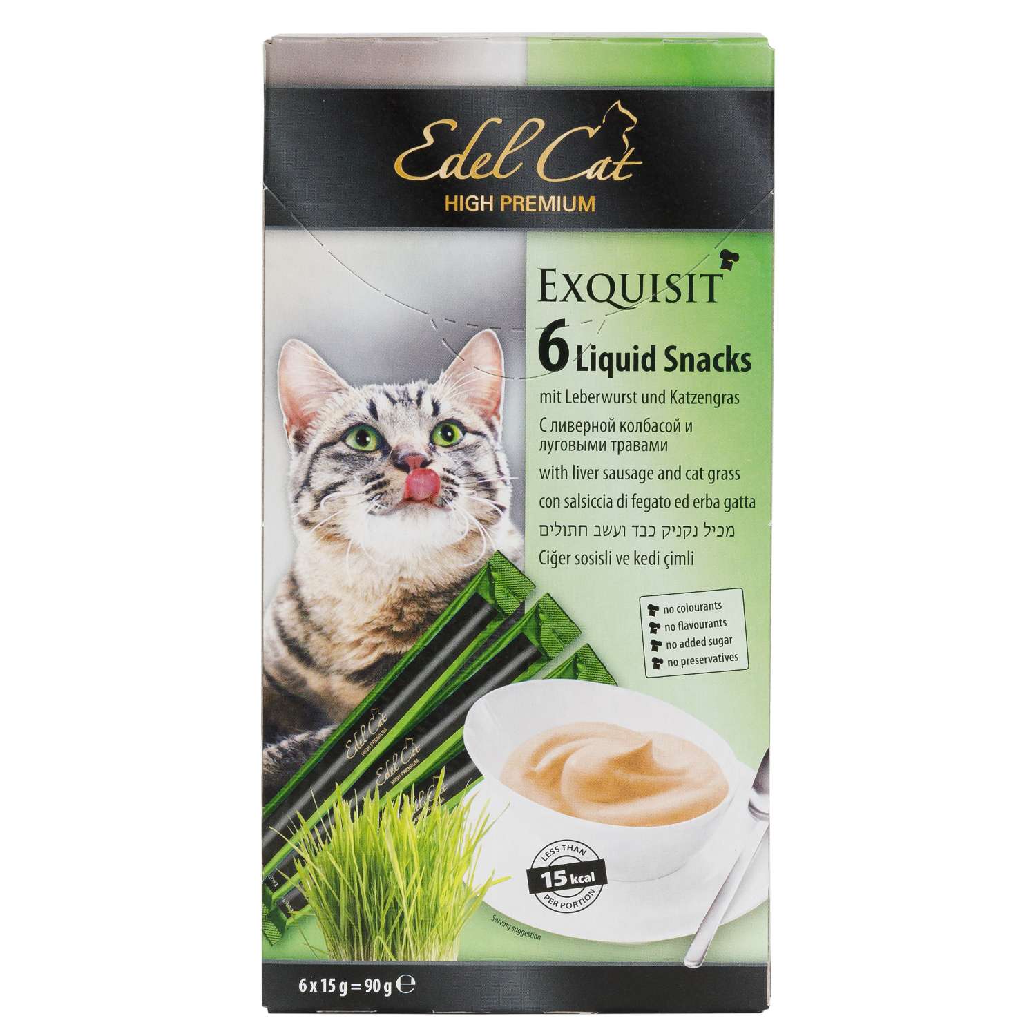 Лакомство для кошек Edel Cat крем-суп ливерная колбаса-луговые травы 15г*6шт - фото 1