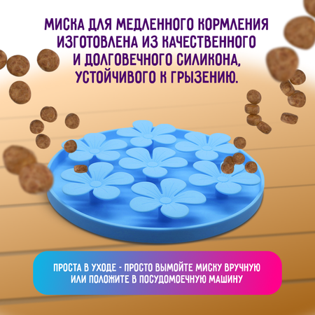 Миска силиконовая ZDK ZooWell для медленного кормления цвет синий