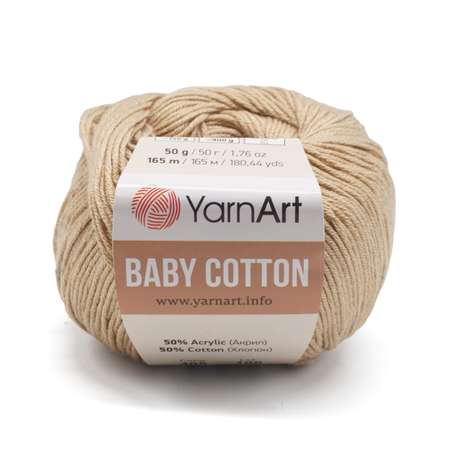 Пряжа для вязания YarnArt Baby Cotton 50гр 165 м хлопок акрил детская 10 мотков 405 светло-карамельный