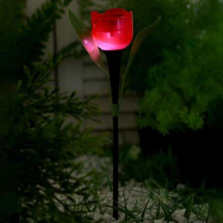 Садовый светильник Luazon на солнечной батарее «Тюльпан красный» 4.5 × 29 × 4.5 см 1 LED свечение белое