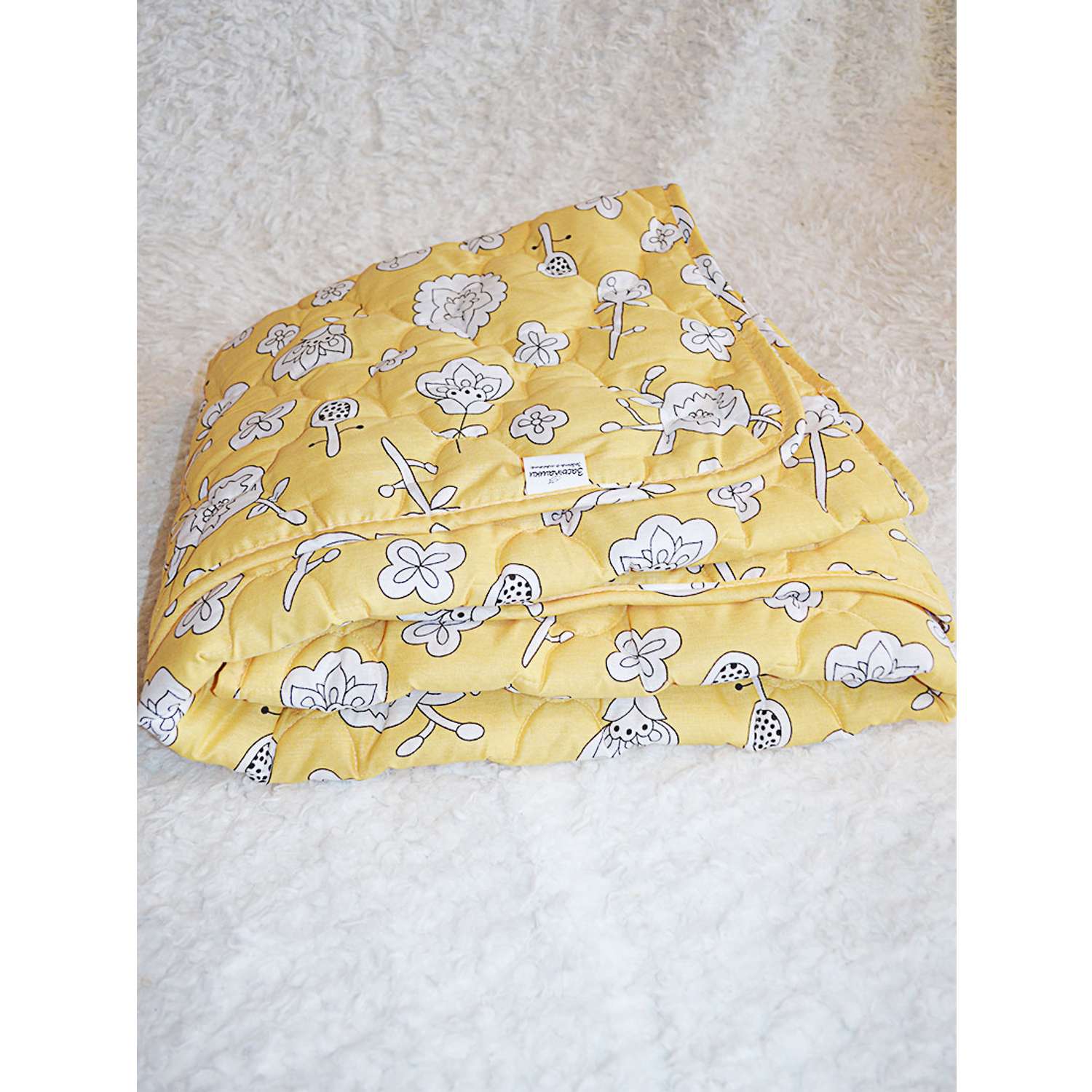 Стеганное одеяло желтое Засыпашки утепленное детское 110х140 хлопок 100% - фото 2