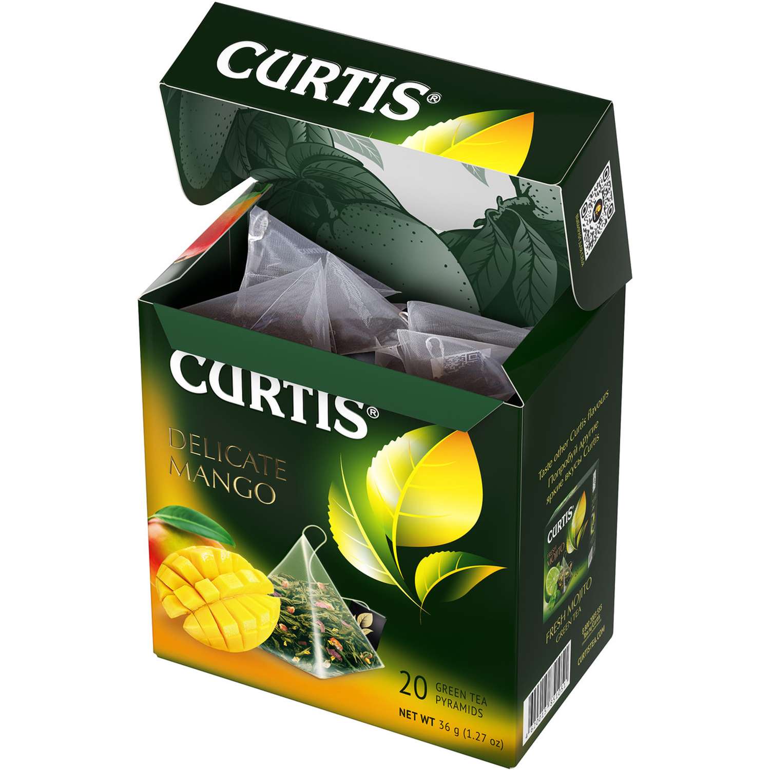 Чай зеленый Curtis Delicate Mango 20 пирамидок с ароматом манго кусочками ананаса и лепестками цветов - фото 4
