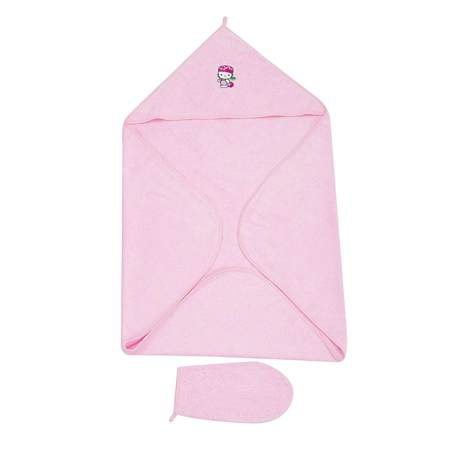 Комплект для купания Forsalon Махровый полотенце и варежка цвет розовый - фото 1
