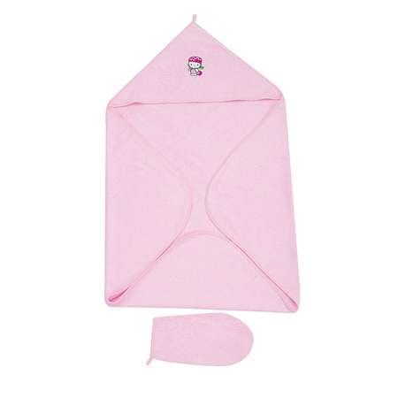 Комплект для купания Forsalon Махровый полотенце и варежка цвет розовый