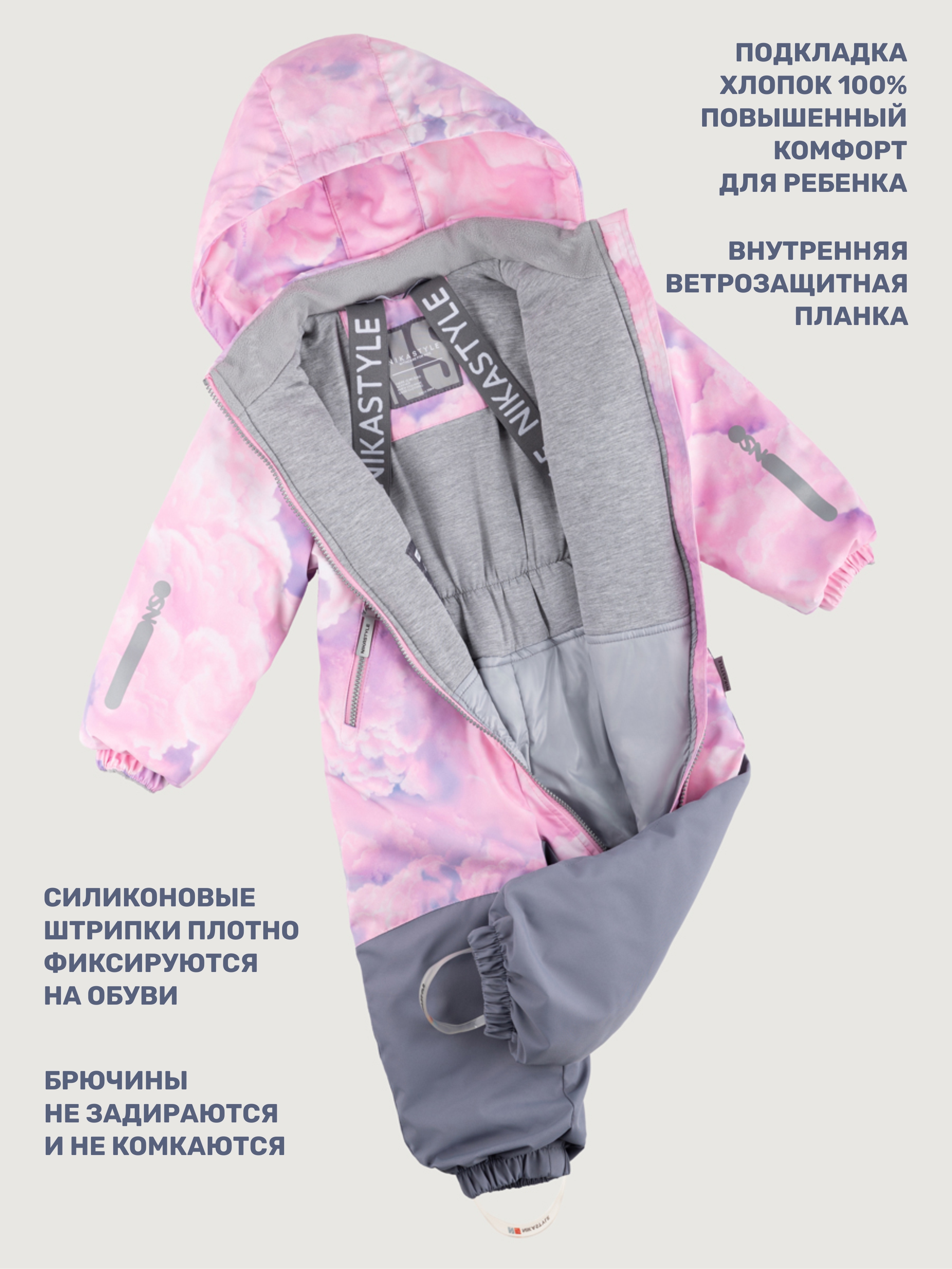Комбинезон NIKASTYLE 8м0425 розовый/серый - фото 5