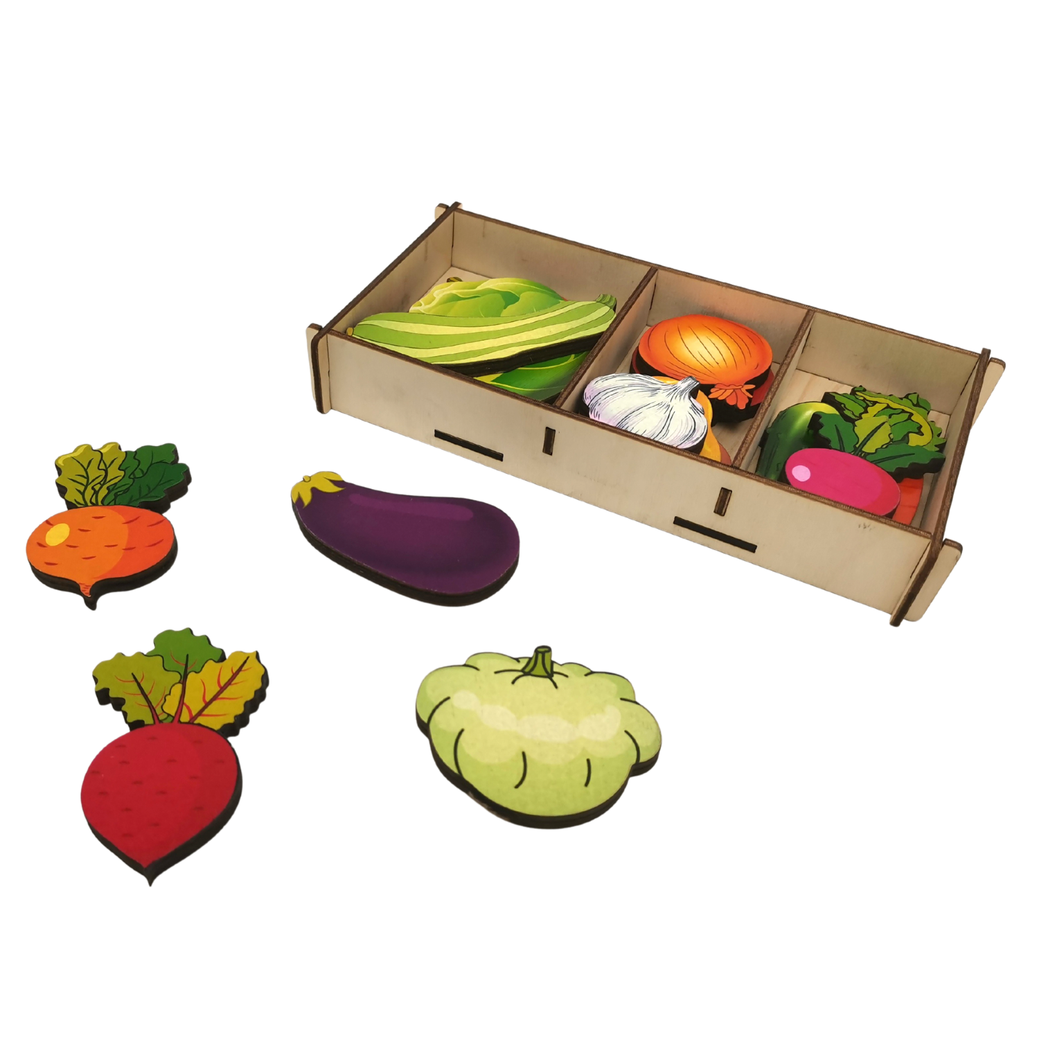 Набор магнитный Нескучные игры Овощи в коробке 16 деталей - фото 1