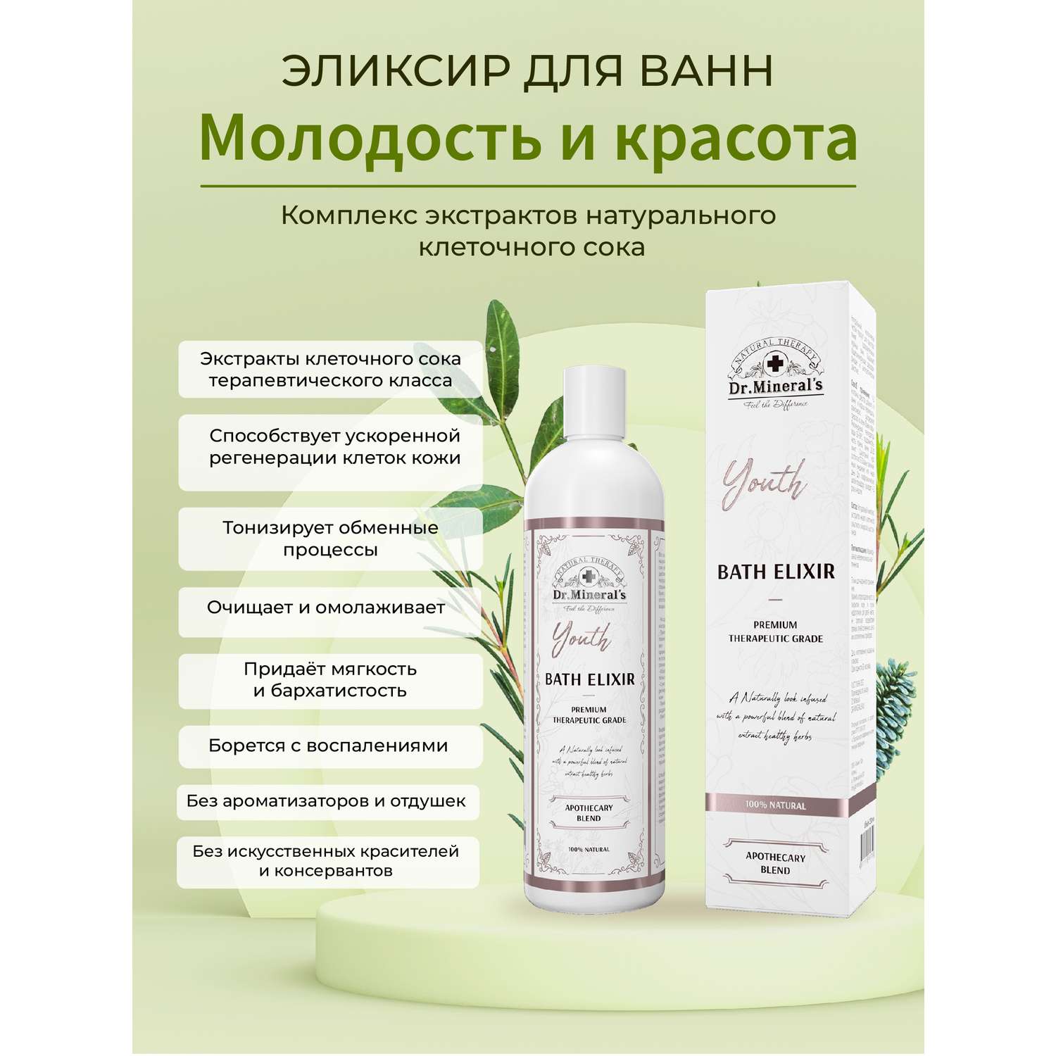 Концентрат для принятия ванн Dr.Minerals Эликсир Молодость и красота - энергия и настроение 250 мл - фото 2