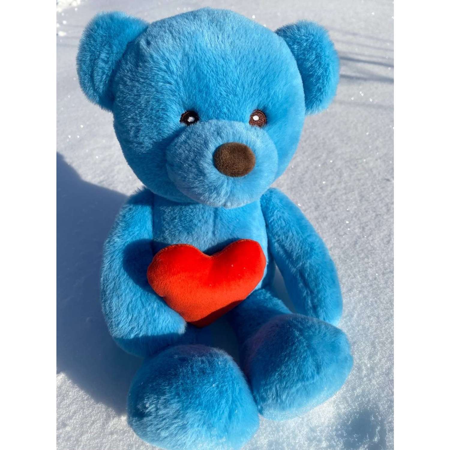 Мягкая игрушка Мягкие игрушки БелайТойс Плюшевый мишка Люк голубой с сердцем 25 см - фото 5