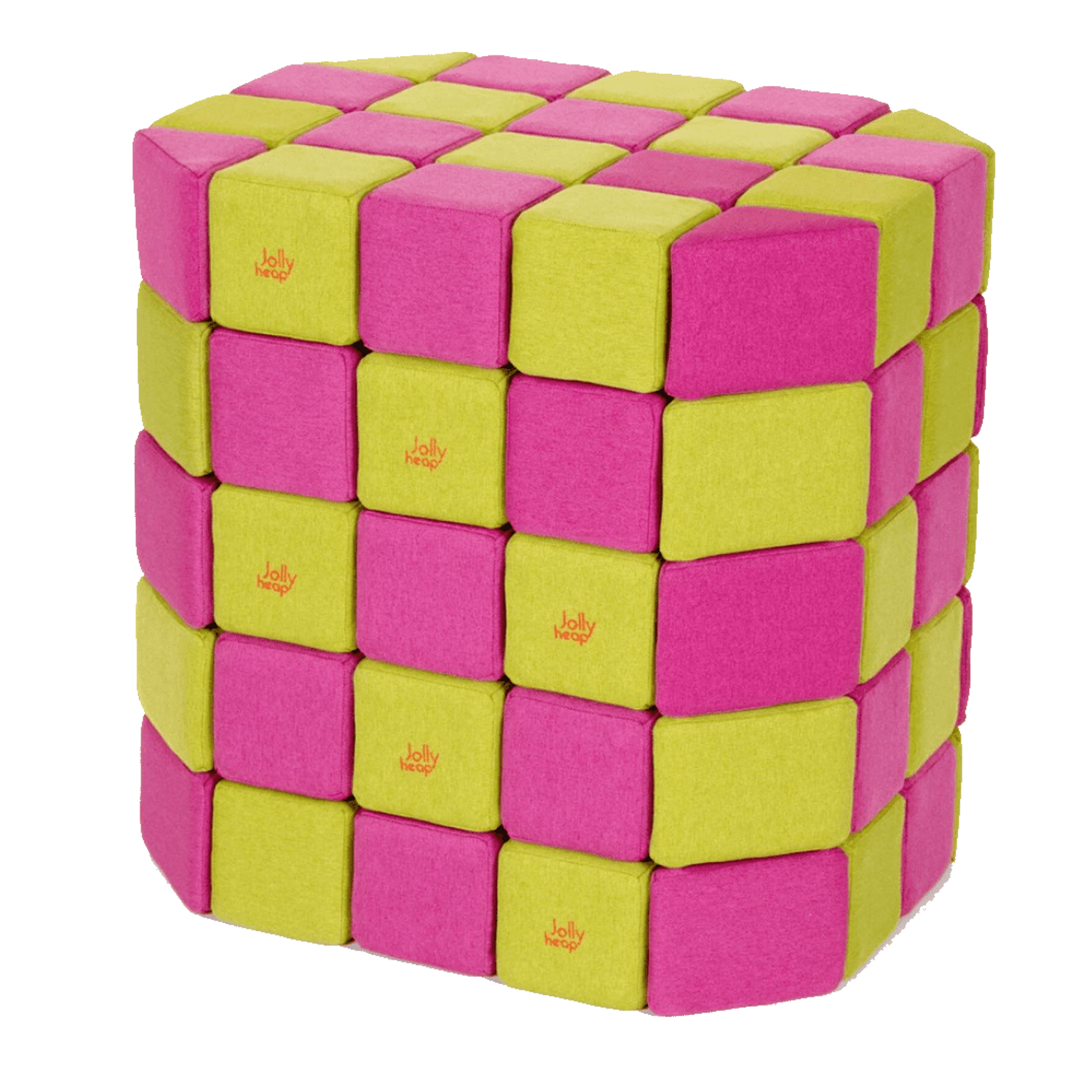 Магнитный конструктор JollyHeap Мягкие кубики Розовый-Желтый Basic 1121 100 штук - фото 1