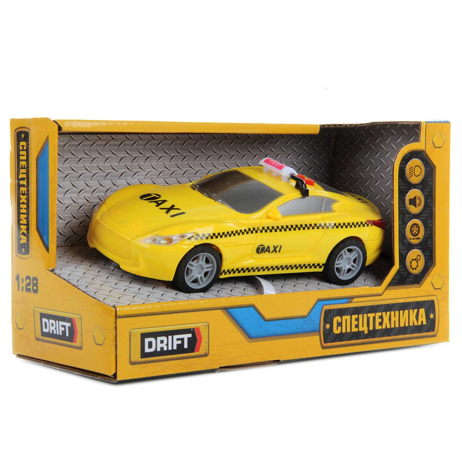 Машина Drift 1:28 taxi car спецтехника 84616 - фото 3