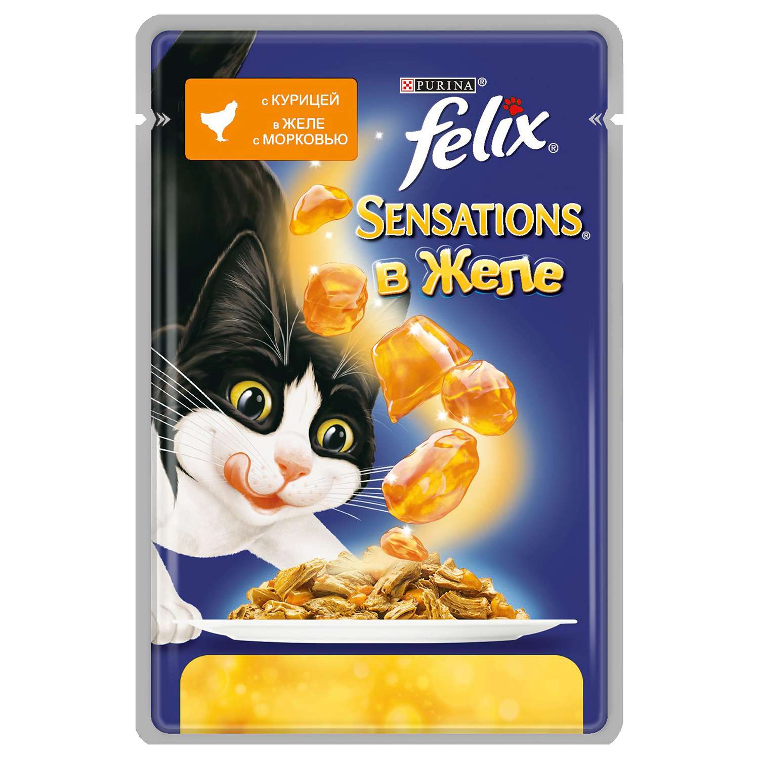 Корм влажный для кошек Felix Sensations 85г с курицей в желе с морковью пауч - фото 1