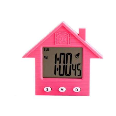 Электронные часы-будильник Ripoma с магнитом Домик Розовый