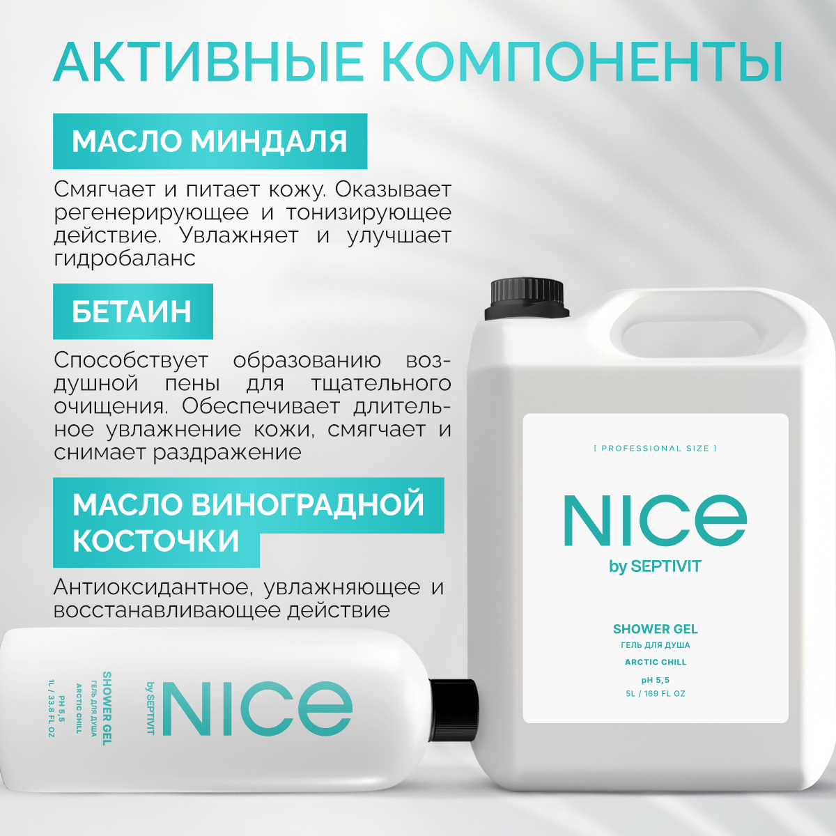 Гель для душа NICE by Septivit Arctic chill 5л - фото 7